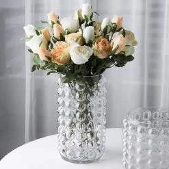 Staunton And Henry Home Accessories Hand-Blown Spotted Clear Glass Vase