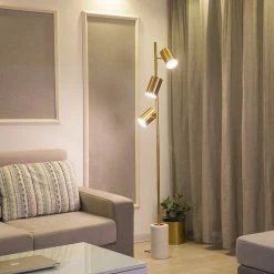 Staunton And Henry Franz Modern Gold Floor Lamp With Marble Base