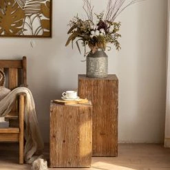 Staunton And Henry Furniture Wooden Block Side Table