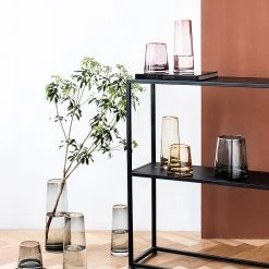 Staunton And Henry Home Accessories Tapered Colored Glass Vase With Gold Rim