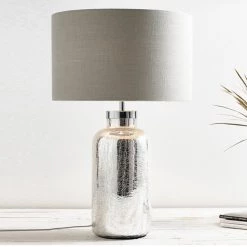 Staunton And Henry Silver Lamp With White Shade Lighting
