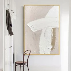 Staunton And Henry Modern Abstract Beige And White Oil Painting