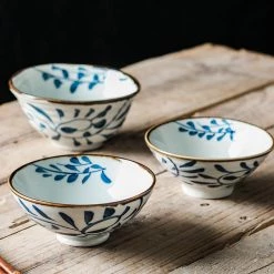 Staunton And Henry Akari Blue And White Japanese Rice Bowls - Set Of 4