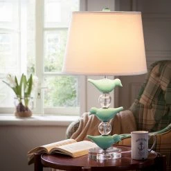 Staunton And Henry Lighting Modern Green Bird Crystal Table Lamp