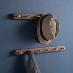 Staunton And Henry Walnut Coat Rack With Brass Hooks