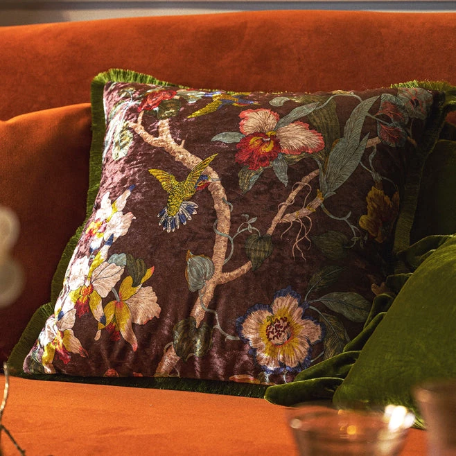 Staunton And Henry Velvet Oriental Garden Throw Cushion 10 Staunton And Henry Velvet Oriental Garden Throw Cushion