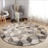 Staunton And Henry Grey And White Patchwork Round Cowhide Rug