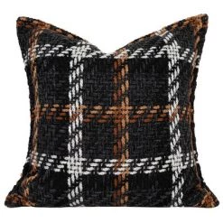 Staunton And Henry Cream And Brown Tartan Pattern Bed Cushion Set Home Accessories