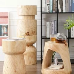 Staunton And Henry Furniture Solid Log Wood Stool