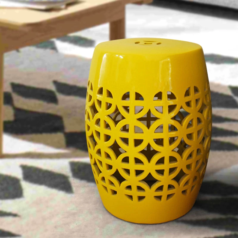 Staunton And Henry Yellow Ceramic Chinese Drum Stool 1 Staunton And Henry Yellow Ceramic Chinese Drum Stool