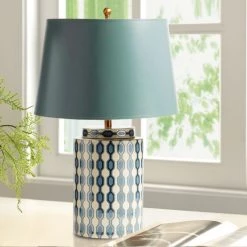 Staunton And Henry Lighting Teal Table Lamp With Gold Trim