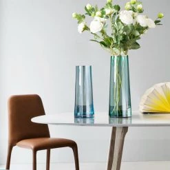 Staunton And Henry Home Accessories Tapered Colored Glass Vase With Gold Rim