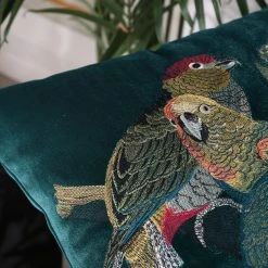 Staunton And Henry Home Accessories Parrot Embroidered Throw Cushion