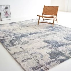 Staunton And Henry Abstract Pattern Blue And Beige Rug Rugs