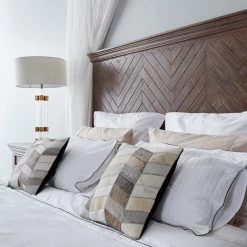 Staunton And Henry Home Accessories Cream And Grey Cowhide Throw Cushion