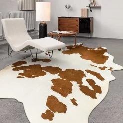 Staunton And Henry Premium White With Brown Spots Faux Cowhide Rug 10 Staunton And Henry Premium White With Brown Spots Faux Cowhide Rug