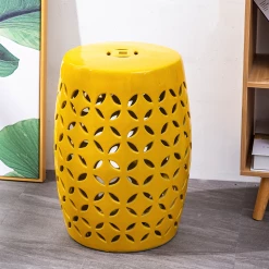 Staunton And Henry Yellow Ceramic Chinese Drum Stool 5 Staunton And Henry Yellow Ceramic Chinese Drum Stool