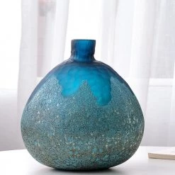 Staunton And Henry Modern Abstract Blue Glass Vase