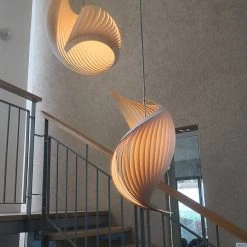 Staunton And Henry Studio Vayehi Wing Wood Veneer Ceiling Light