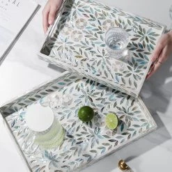 Staunton And Henry Jose Mother Of Pearl White Rectangle Tray Decorative Objects