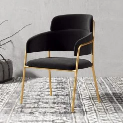 Staunton And Henry Millie Velvet Dining Chairs With Gold Legs (Set Of 2)