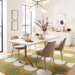 Staunton And Henry Rugs Austin Retro Circle Green And Orange Wool Rug