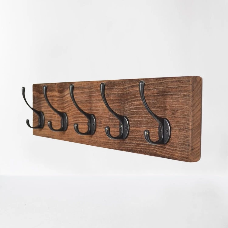 Staunton And Henry Cast Iron Wall Hooks With Solid Wood Base 2 Staunton And Henry Cast Iron Wall Hooks With Solid Wood Base