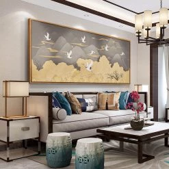 Staunton And Henry Ibis Oriental Mountain Wall Art With Frame Wall Decor