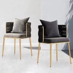 Staunton And Henry Macy Braided Velvet And Gold Dining Chair (Set Of 2)