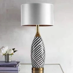 Staunton And Henry Elegant Black And White Ceramic Table Lamp Lighting