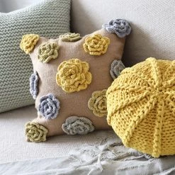 Staunton And Henry Home Accessories Flower Crochet Throw Cushion Cover