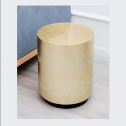 Staunton And Henry Furniture Modern Gold Drum Side Table