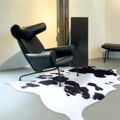 Staunton And Henry Rugs Premium White With Black Spots Faux Cowhide Rug