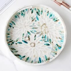 Staunton And Henry Mother Of Pearl Floral Round Tray