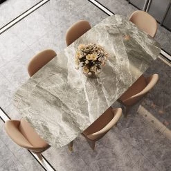 Staunton And Henry Evoke Gray Marble Pattern Dining Table