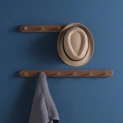 Staunton And Henry Walnut Coat Rack With Brass Hooks