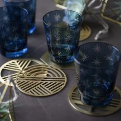 Staunton And Henry Kitchen Geometric Brass Coasters - Set Of 5
