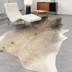 Staunton And Henry Rugs Premium Grey And Cream Faux Cowhide Rug