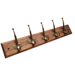 Staunton And Henry Cast Iron Wall Hooks With Solid Wood Base