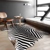 Staunton And Henry Premium Zebra Print White Faux Cowhide Rug Rugs
