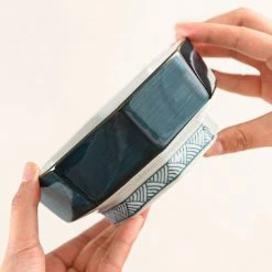 Staunton And Henry Ako Blue And Red Japanese Octagonal Serving Bowls