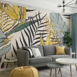 Staunton And Henry Yellow And Blue Palms Wallpaper