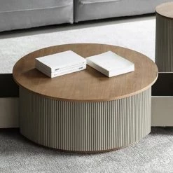 Staunton And Henry Furniture Art Deco Solid Wood Round Coffee Table