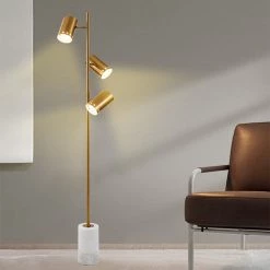 Staunton And Henry Franz Modern Gold Floor Lamp With Marble Base