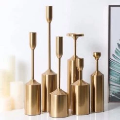 Staunton And Henry Home Accessories Gold Candlestick Holder - Set Of 6