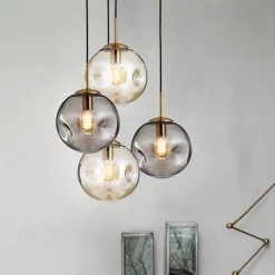 Staunton And Henry Lighting Modern Brass Pendant With Dimpled Glass Shade