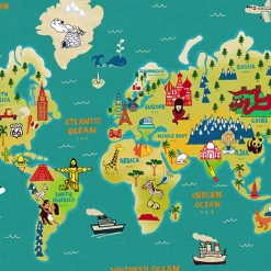 Staunton And Henry Wall Decor Kids World Map Wall Mural