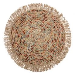 Staunton And Henry Round Multicolored Jute And Wool Rug