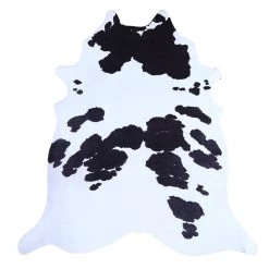 Staunton And Henry Rugs Premium White With Black Spots Faux Cowhide Rug