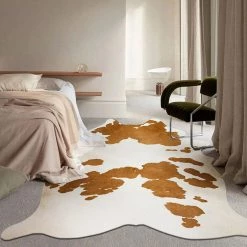 Staunton And Henry Premium White With Brown Spots Faux Cowhide Rug 9 Staunton And Henry Premium White With Brown Spots Faux Cowhide Rug
